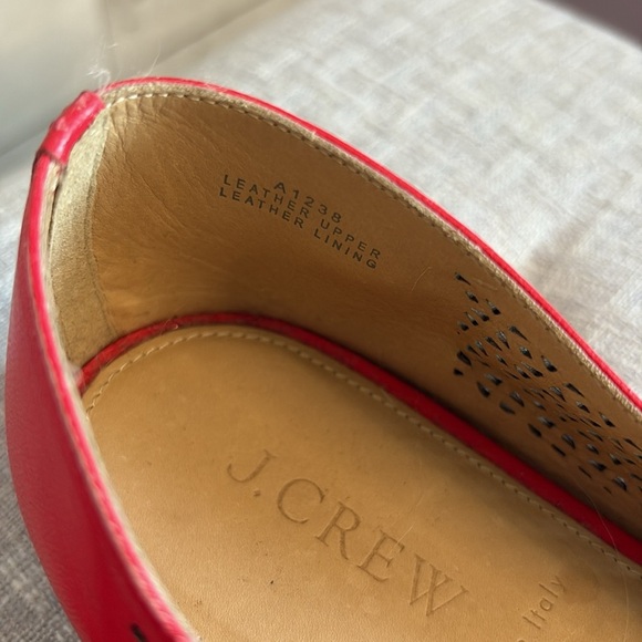 J. CREW Vibrant Red Italian Leather Perforated Loafers - Picture 8 of 10